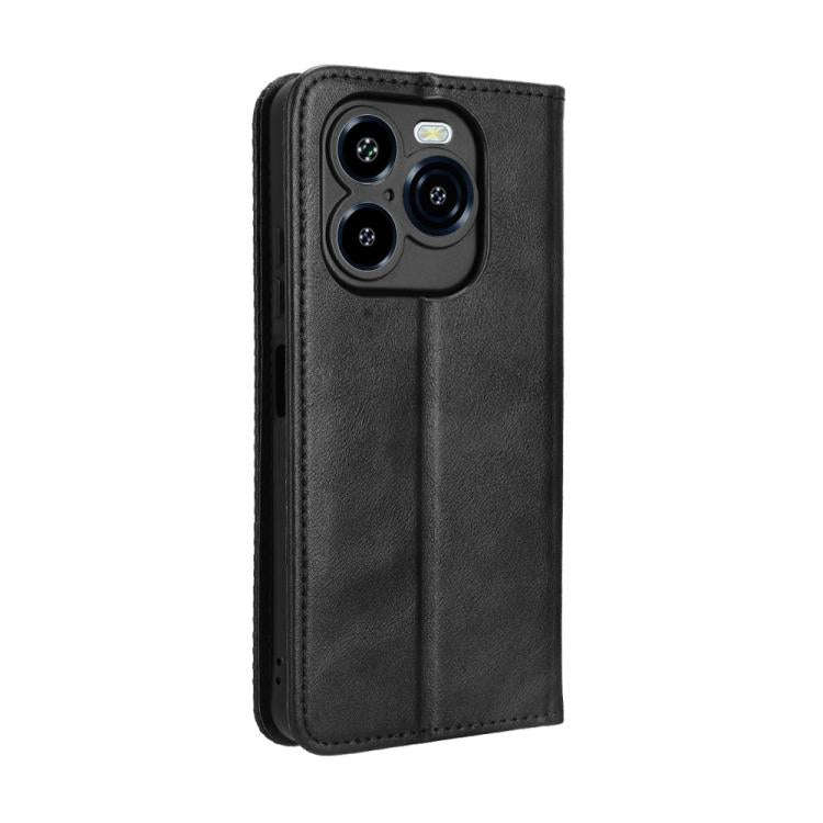 For Oukitel C65 / C65 Pro Magnetic Buckle Retro Texture Leather Phone Case(Black)