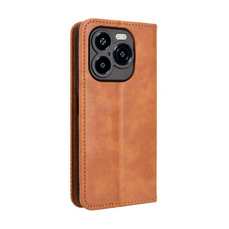 For Oukitel C65 / C65 Pro Magnetic Buckle Retro Texture Leather Phone Case(Brown)