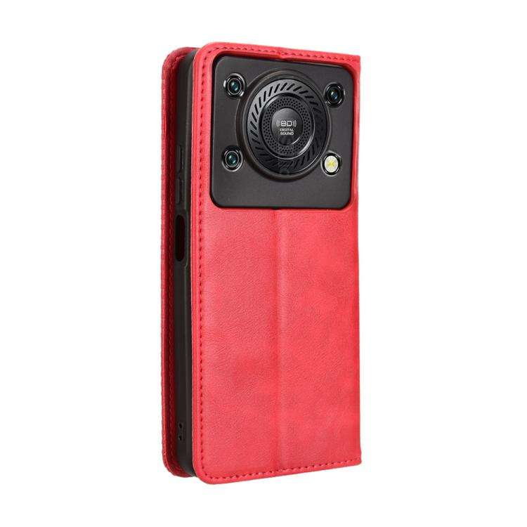 For Oukitel C60 / C60 Pro Magnetic Buckle Retro Texture Leather Phone Case(Red)
