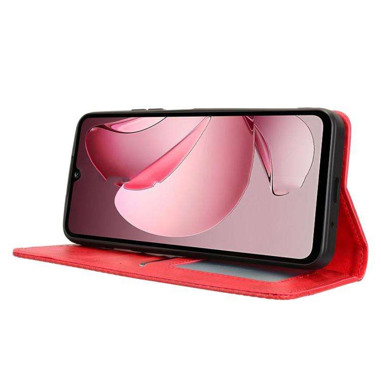 For Oukitel C60 / C60 Pro Magnetic Buckle Retro Texture Leather Phone Case(Red)