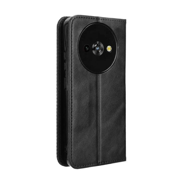 For Oukitel C59 / C59 Pro Magnetic Buckle Retro Texture Leather Phone Case(Black)
