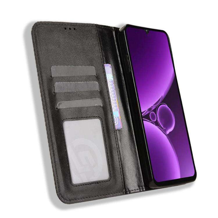 For Oukitel C59 / C59 Pro Magnetic Buckle Retro Texture Leather Phone Case(Black)