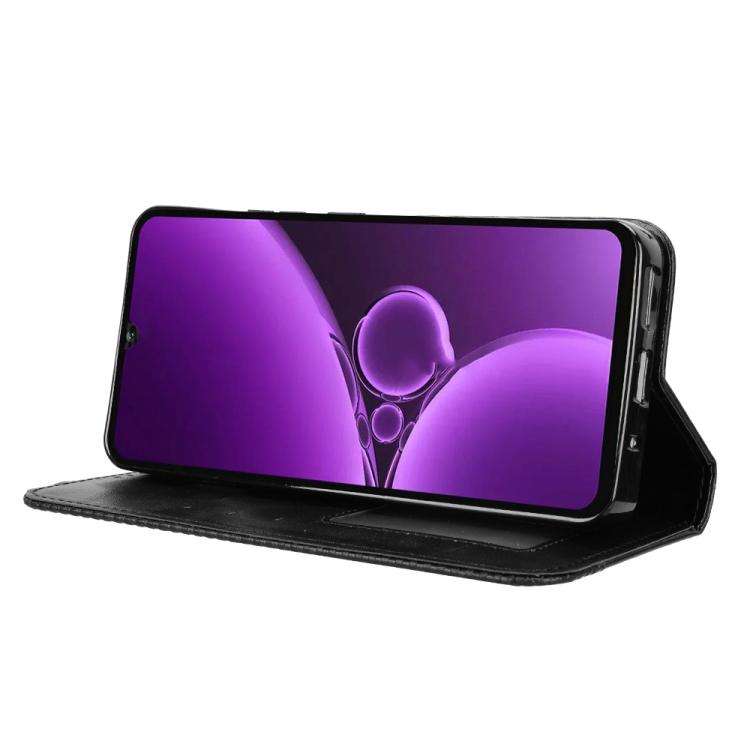 For Oukitel C59 / C59 Pro Magnetic Buckle Retro Texture Leather Phone Case(Black)