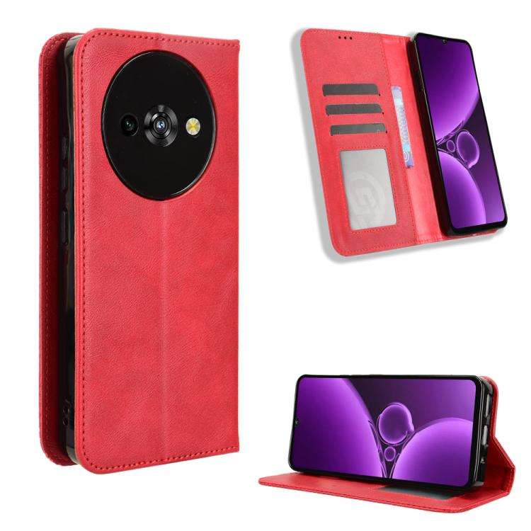 For Oukitel C59 / C59 Pro Magnetic Buckle Retro Texture Leather Phone Case(Red)