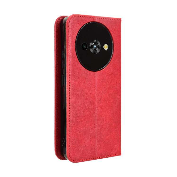 For Oukitel C59 / C59 Pro Magnetic Buckle Retro Texture Leather Phone Case(Red)