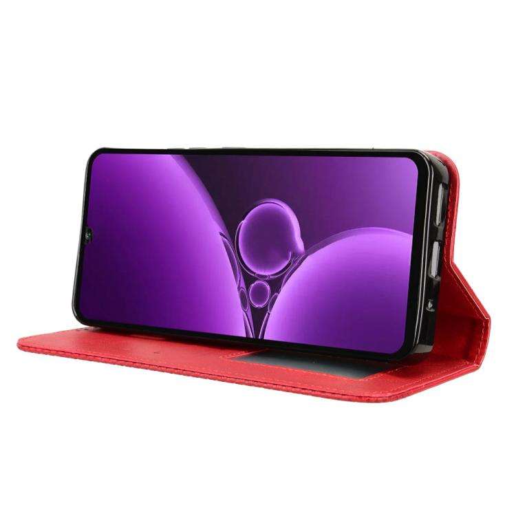 For Oukitel C59 / C59 Pro Magnetic Buckle Retro Texture Leather Phone Case(Red)