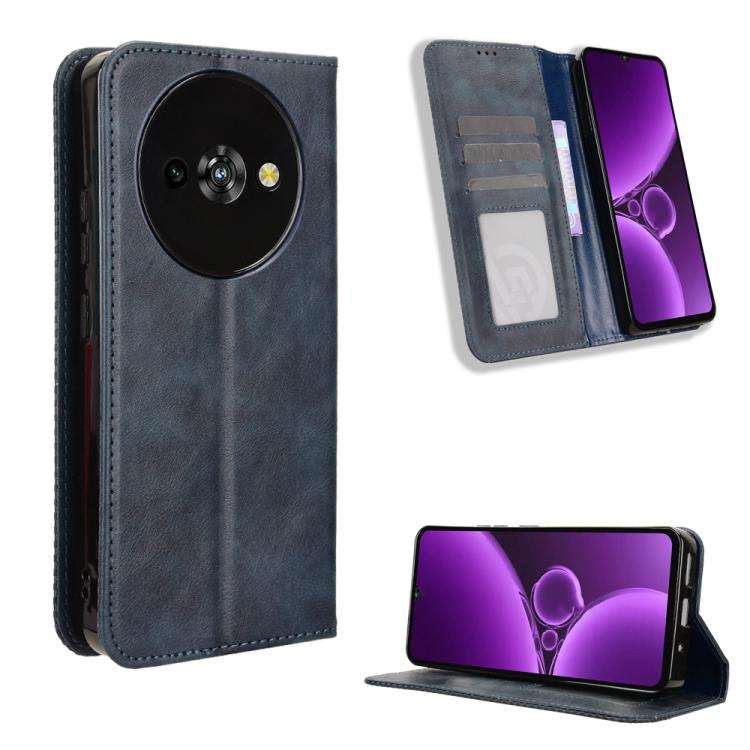 For Oukitel C59 / C59 Pro Magnetic Buckle Retro Texture Leather Phone Case(Blue)