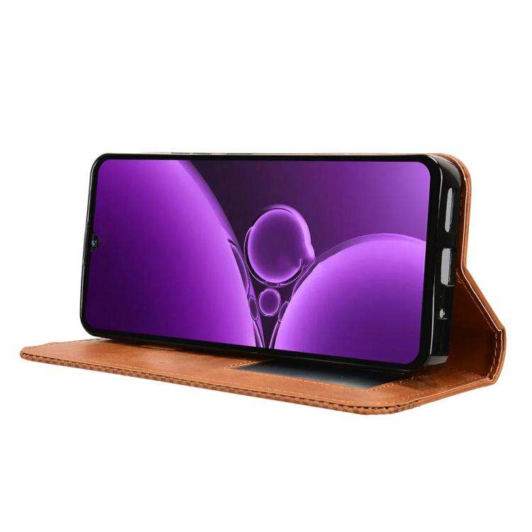 For Oukitel C59 / C59 Pro Magnetic Buckle Retro Texture Leather Phone Case(Brown)
