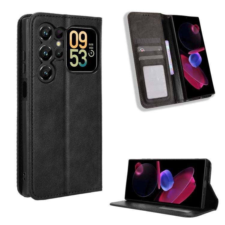 For Oukitel C62 / C62 Pro Magnetic Buckle Retro Texture Leather Phone Case(Black)