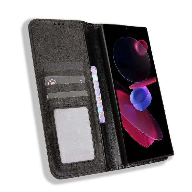 For Oukitel C62 / C62 Pro Magnetic Buckle Retro Texture Leather Phone Case(Black)