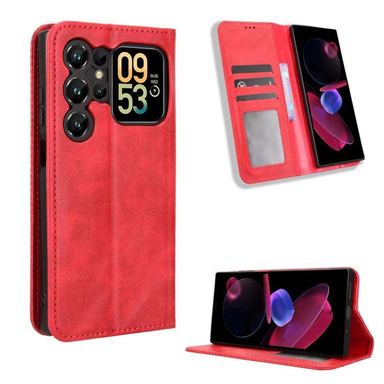 For Oukitel C62 / C62 Pro Magnetic Buckle Retro Texture Leather Phone Case(Red)