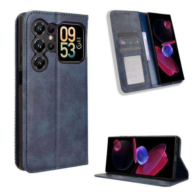 For Oukitel C62 / C62 Pro Magnetic Buckle Retro Texture Leather Phone Case(Blue)