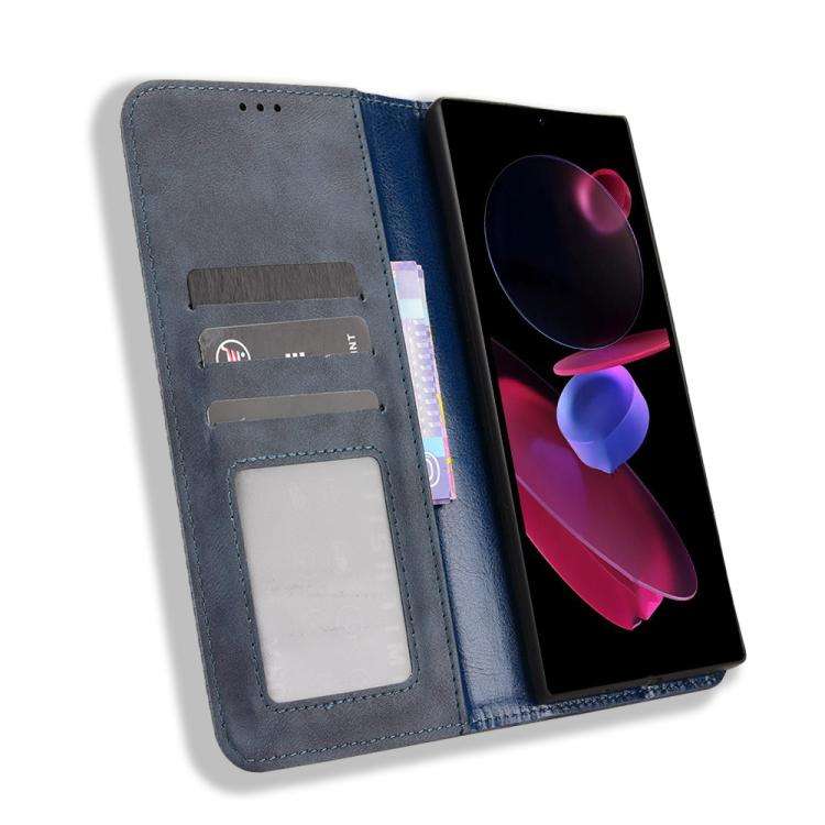 For Oukitel C62 / C62 Pro Magnetic Buckle Retro Texture Leather Phone Case(Blue)