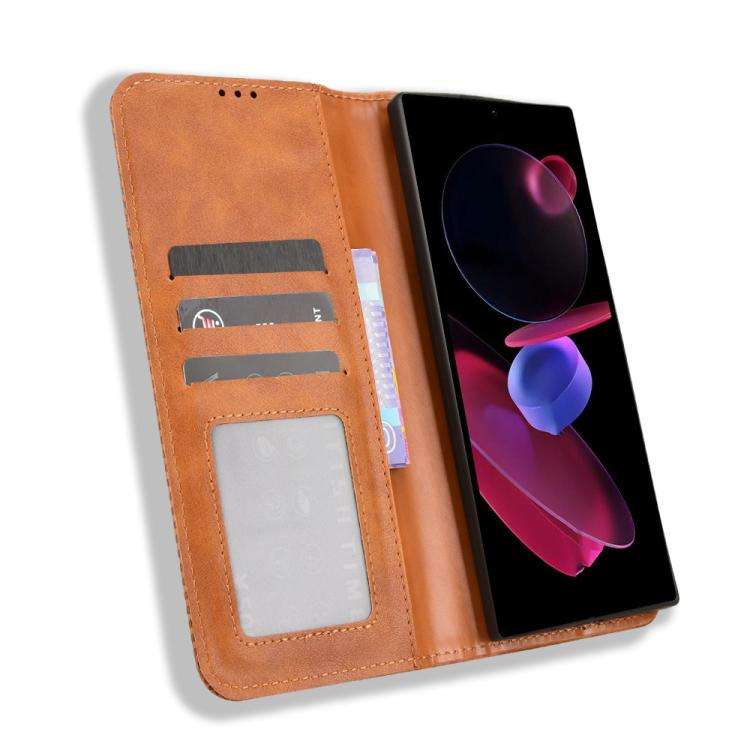 For Oukitel C62 / C62 Pro Magnetic Buckle Retro Texture Leather Phone Case(Brown)
