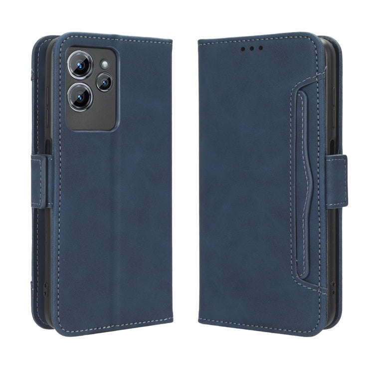 For Oukitel C32 Skin Feel Calf Texture Card Slots Leather Phone Case(Blue)