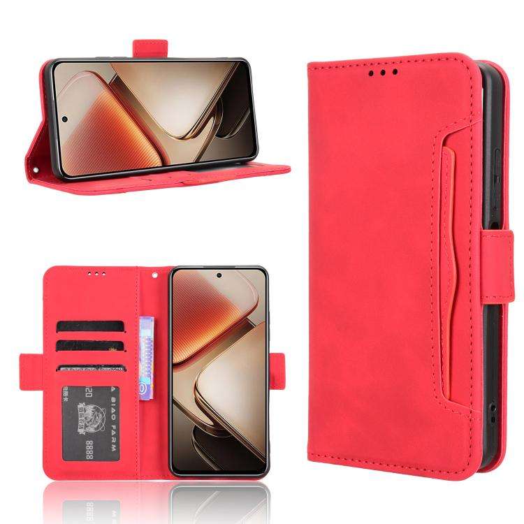 For Oukitel C58 / C58 Pro Skin Feel Calf Texture Card Slots Leather Phone Case(Red)
