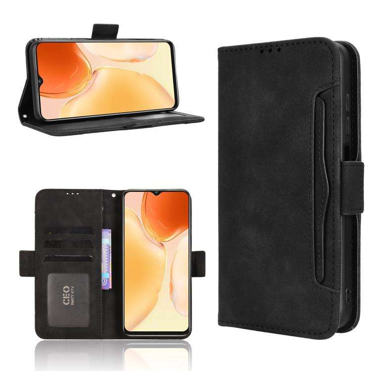 For Oukitel C1 / C1 Pro Skin Feel Calf Texture Card Slots Leather Phone Case(Black)