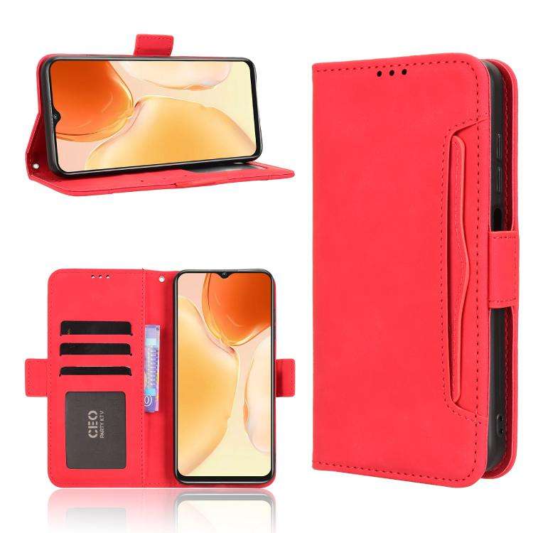 For Oukitel C1 / C1 Pro Skin Feel Calf Texture Card Slots Leather Phone Case(Red)