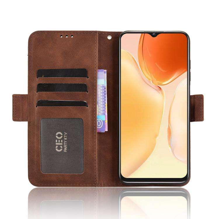 For Oukitel C1 / C1 Pro Skin Feel Calf Texture Card Slots Leather Phone Case(Brown)