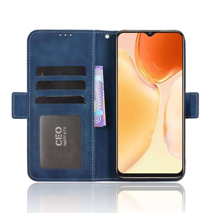 For Oukitel C61 / C61 Pro Skin Feel Calf Texture Card Slots Leather Phone Case(Blue)