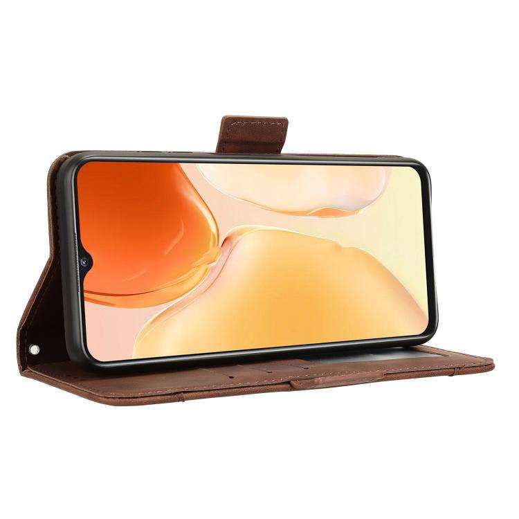 For Oukitel C61 / C61 Pro Skin Feel Calf Texture Card Slots Leather Phone Case(Brown)