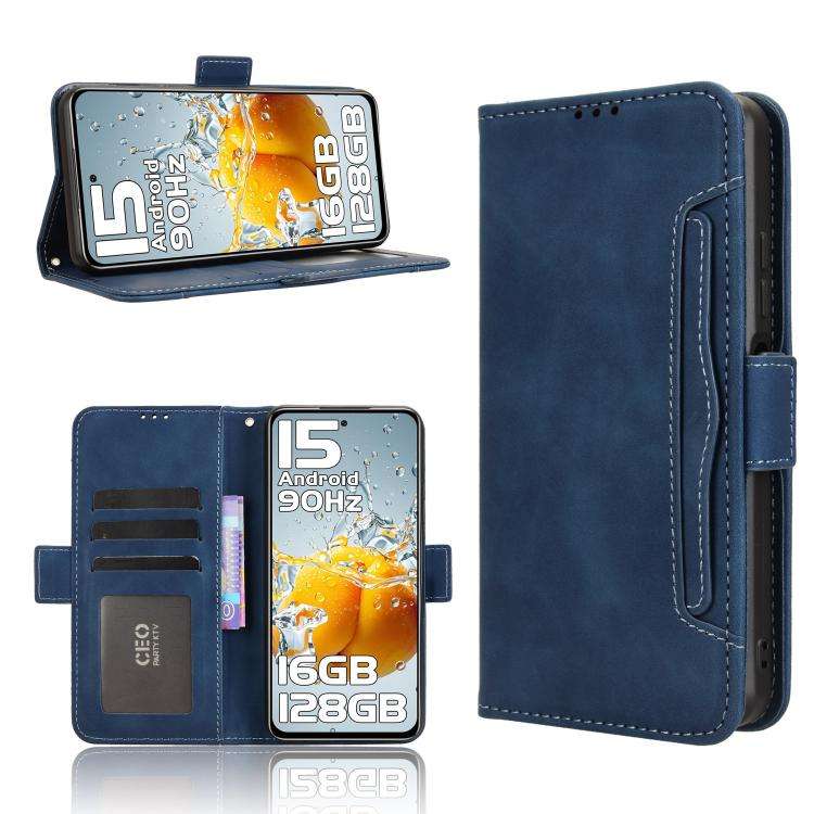 For Oukitel C65 / C65 Pro Skin Feel Calf Texture Card Slots Leather Phone Case(Blue)