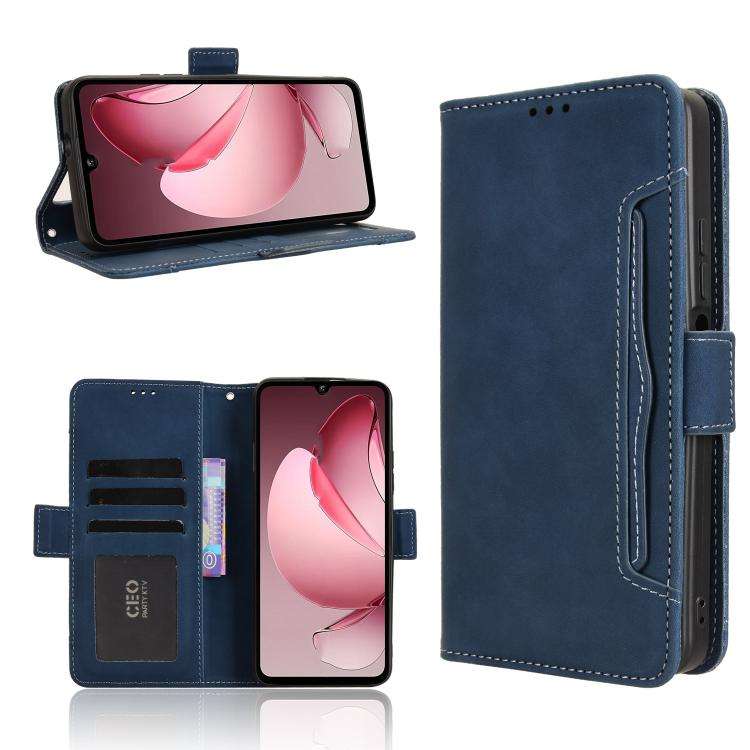 For Oukitel C60 / C60 Pro Skin Feel Calf Texture Card Slots Leather Phone Case(Blue)
