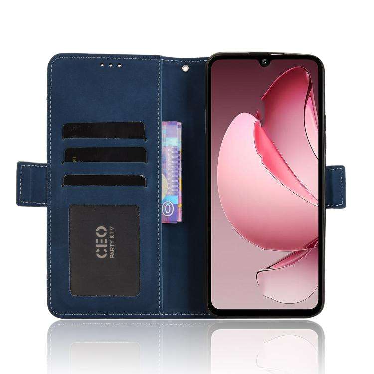 For Oukitel C60 / C60 Pro Skin Feel Calf Texture Card Slots Leather Phone Case(Blue)