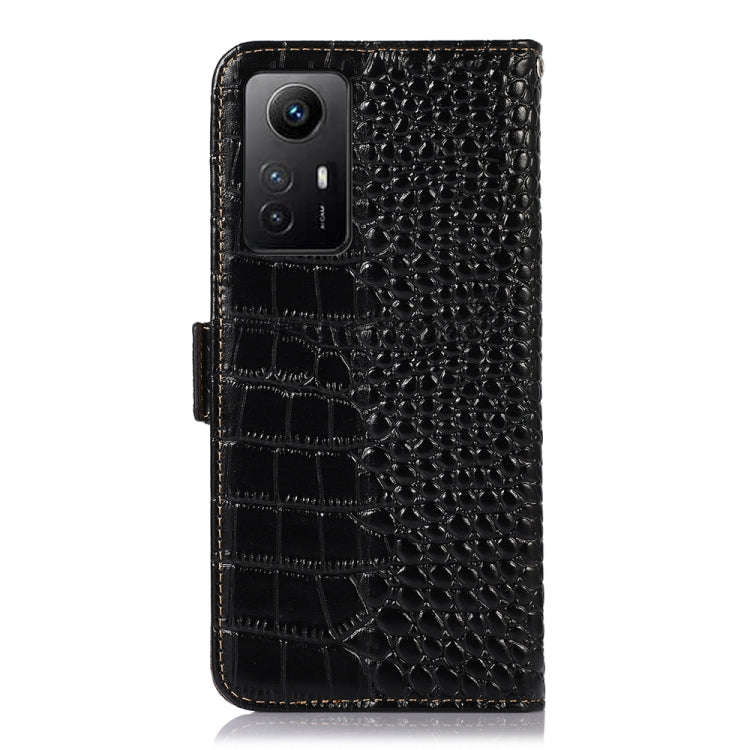 For Xiaomi Redmi Note 12S 4G Crocodile Top Layer Cowhide Leather Phone Case(Black)