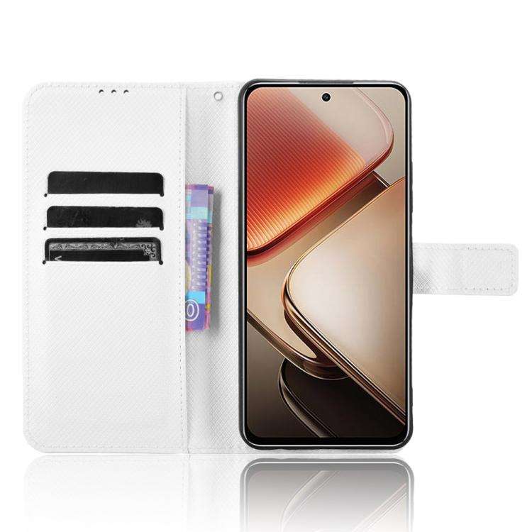 For Oukitel C58 / C58 Pro Diamond Texture Leather Phone Case(White)