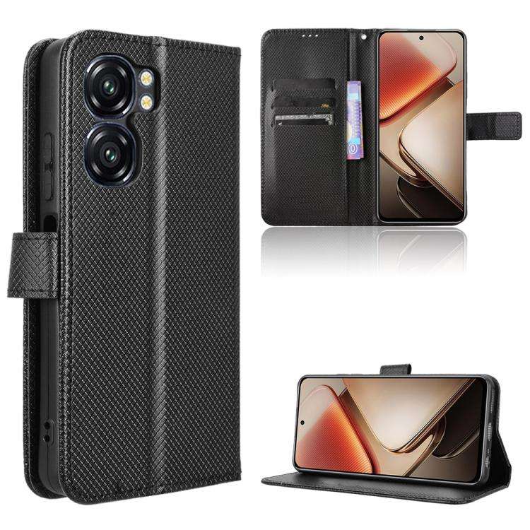 For Oukitel C58 / C58 Pro Diamond Texture Leather Phone Case(Black)