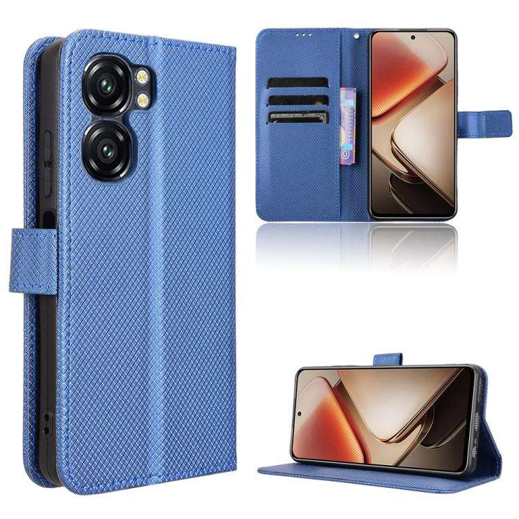 For Oukitel C58 / C58 Pro Diamond Texture Leather Phone Case(Blue)