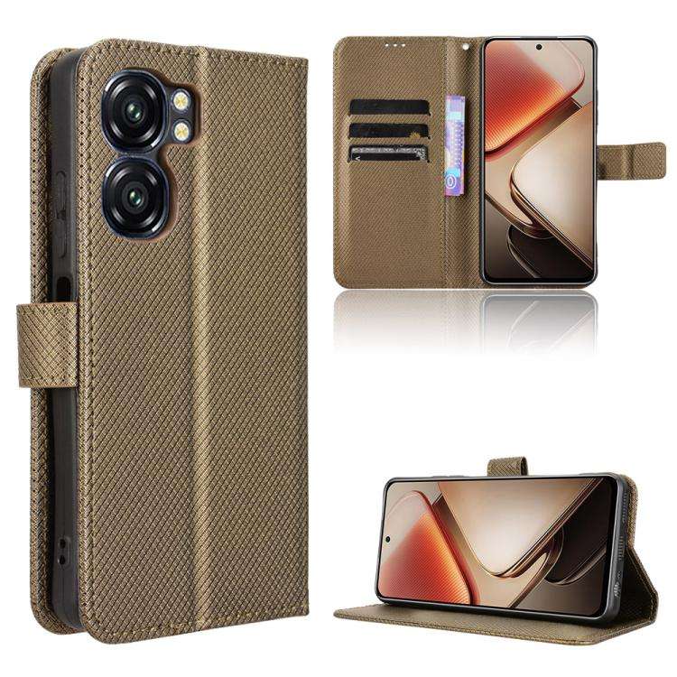 For Oukitel C58 / C58 Pro Diamond Texture Leather Phone Case(Brown)