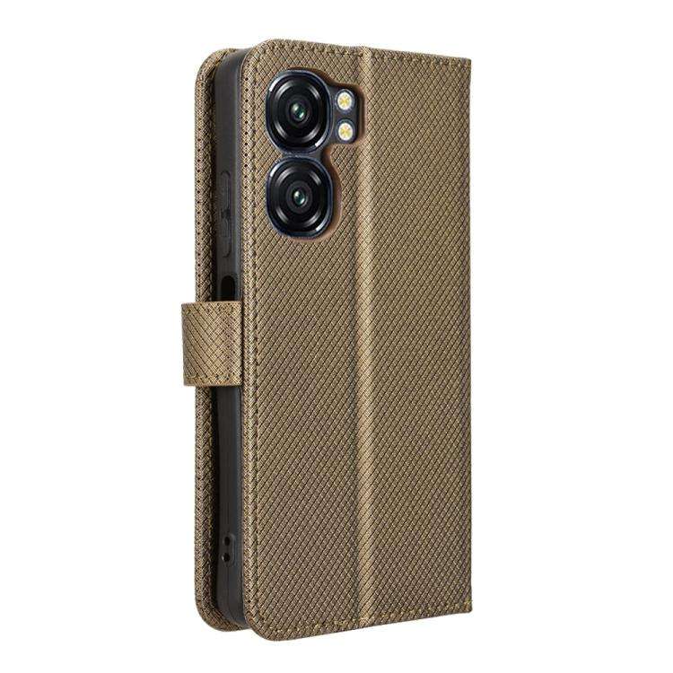 For Oukitel C58 / C58 Pro Diamond Texture Leather Phone Case(Brown)