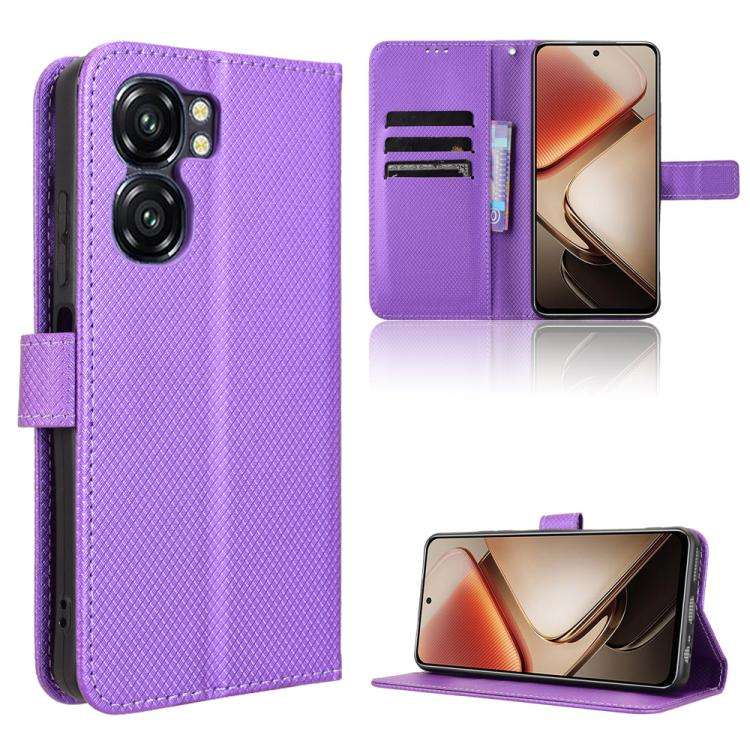 For Oukitel C58 / C58 Pro Diamond Texture Leather Phone Case(Purple)
