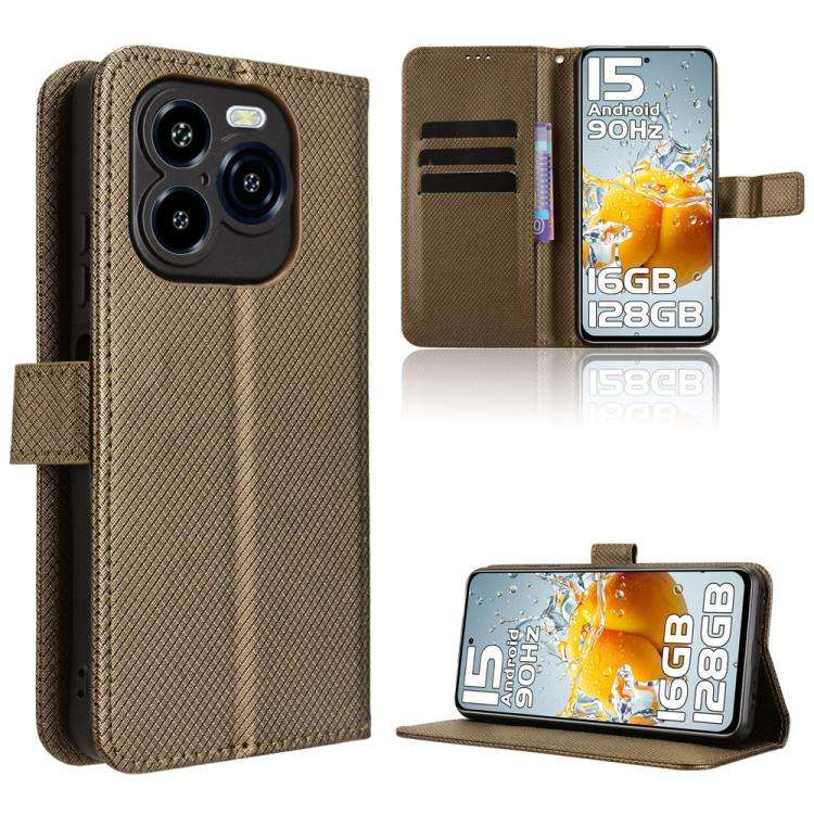 For Oukitel C65 / C65 Pro Diamond Texture Leather Phone Case(Brown)