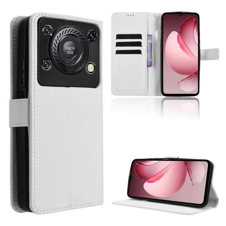 For Oukitel C60 / C60 Pro Diamond Texture Leather Phone Case(White)