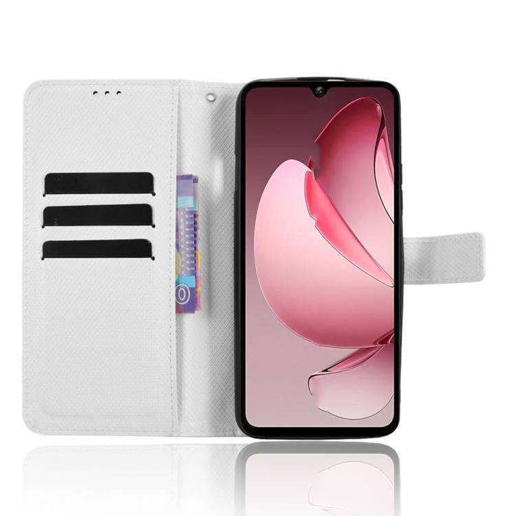 For Oukitel C60 / C60 Pro Diamond Texture Leather Phone Case(White)