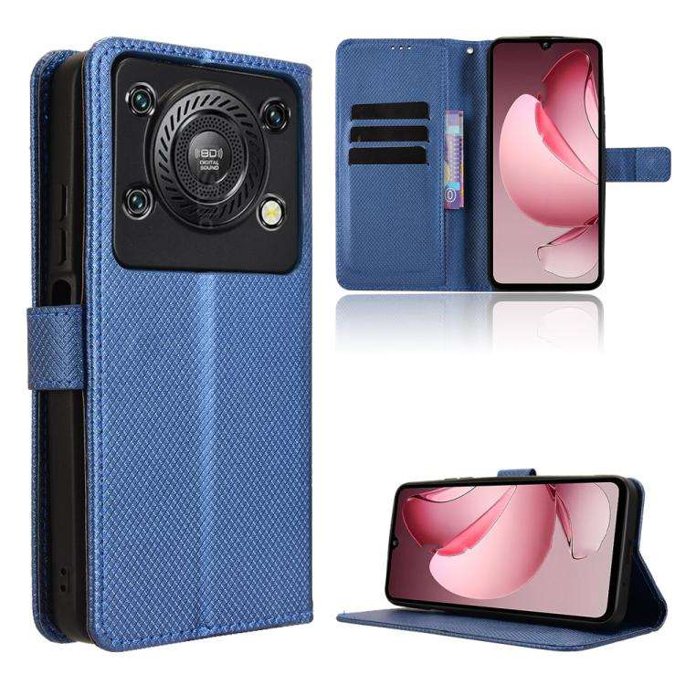 For Oukitel C60 / C60 Pro Diamond Texture Leather Phone Case(Blue)
