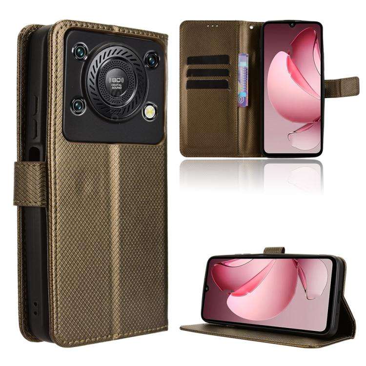 For Oukitel C60 / C60 Pro Diamond Texture Leather Phone Case(Brown)