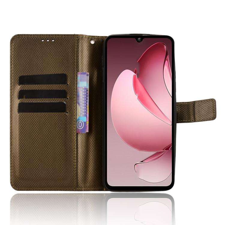 For Oukitel C60 / C60 Pro Diamond Texture Leather Phone Case(Brown)