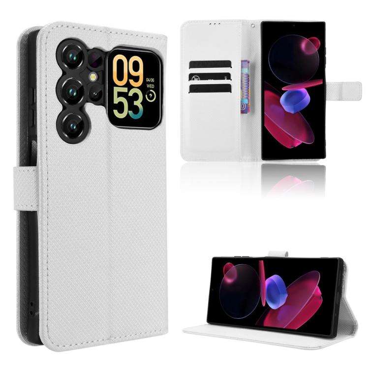 For Oukitel C62 / C62 Pro Diamond Texture Leather Phone Case(White)