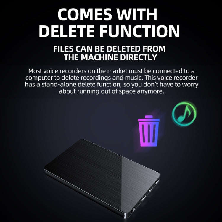 JNN M2 Ultra-thin HD Noise Reduction Intelligent Control Voice Voice Recorder, Capacity:8GB(Black)
