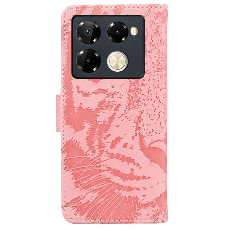 For Infinix Note 40 Pro+ Tiger Embossing Pattern Flip Leather Phone Case(Pink)