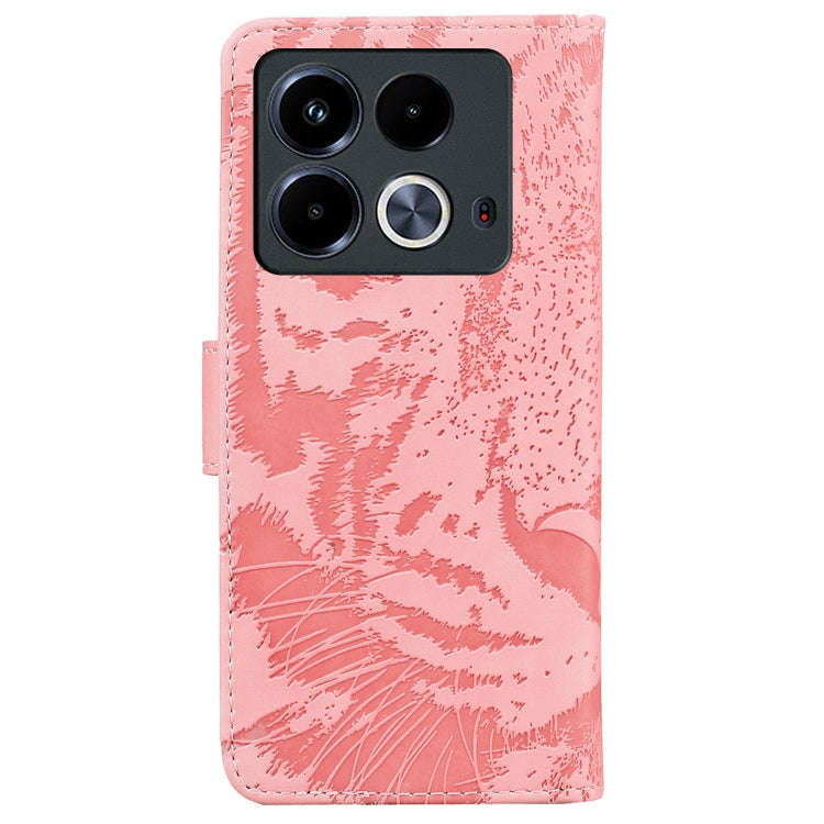 For Infinix Note 40 4G Tiger Embossing Pattern Flip Leather Phone Case(Pink)