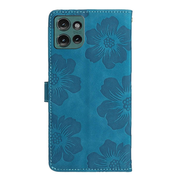 For Motorola Edge 50 5G Flower Embossing Pattern Leather Phone Case(Blue)
