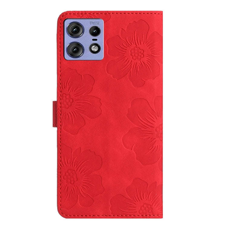 For Motorola Edge 50 Pro Flower Embossing Pattern Leather Phone Case(Red)