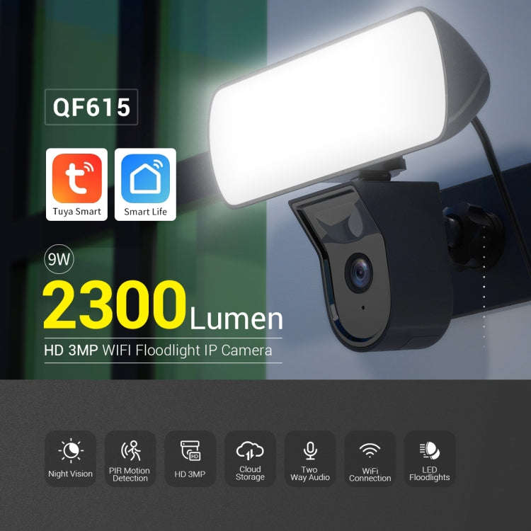 ESCAM QF615 3MP IP66 Waterproof WiFi IP Camera & Floodlight, Support Night Vision / PIR Motion De...
