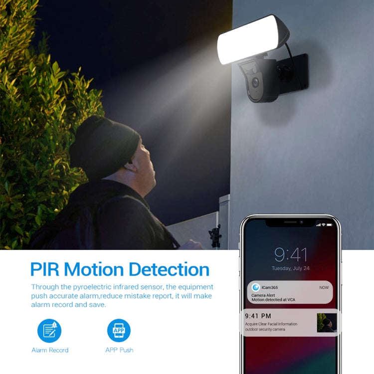 ESCAM QF615 3MP IP66 Waterproof WiFi IP Camera & Floodlight, Support Night Vision / PIR Motion De...