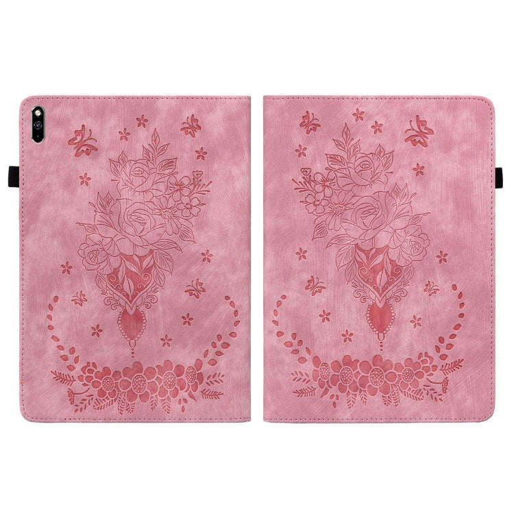 For Huawei MatePad Pro 10.8 2021 / 2018 Butterfly Rose Embossed Leather Tablet Case(Pink)